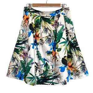 BANANA USA Retro Floral Tropical Hawaiian Full Skirt w/ Tulle‎ & Pockets Size L